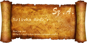 Szlivka Azár névjegykártya